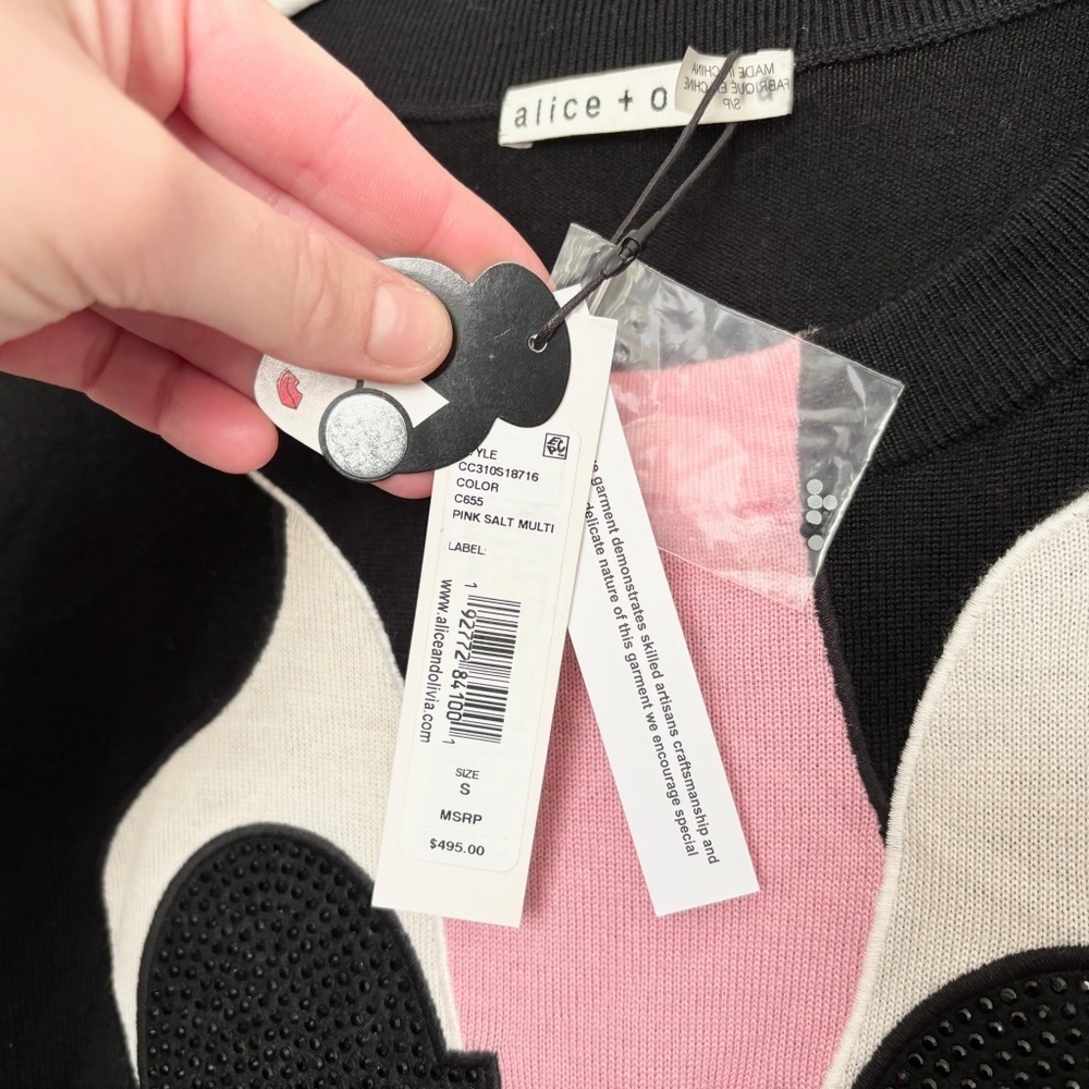 Alice and Olivia Gleeson Wool Lady Sweater in Pink - Picture 4 of 6